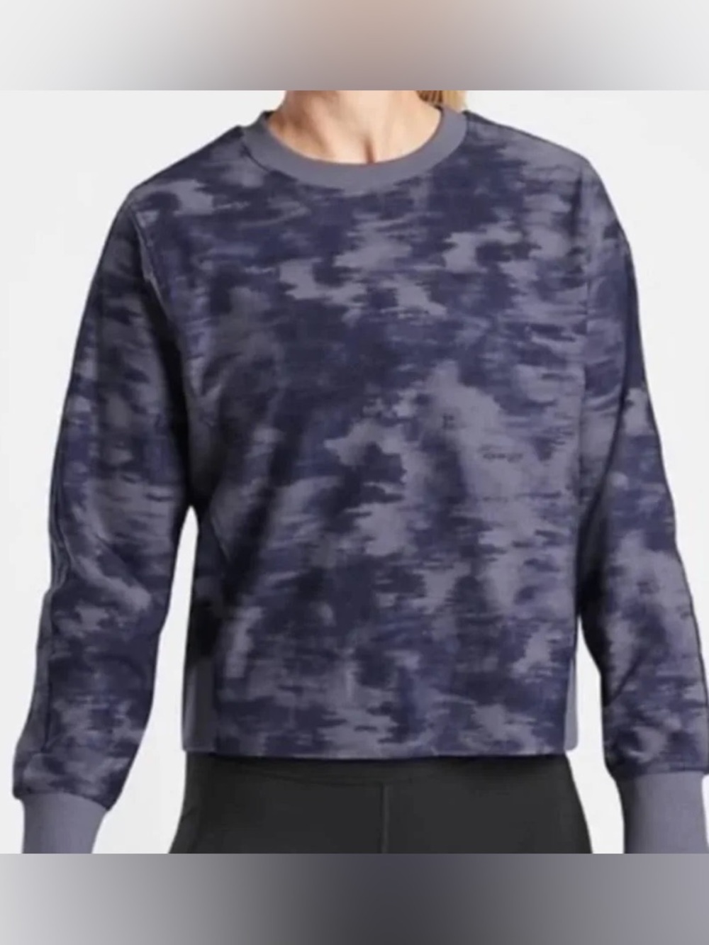 Athleta Farallon Printed Sweatshirt in Tie Dye Indigo, Women’s size Medium